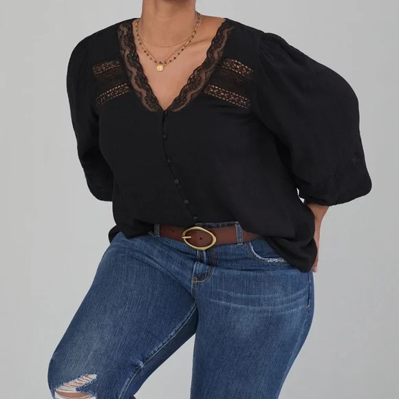 Anthropologie Puff-Sleeved Lace Blouse - Picture 4 of 4